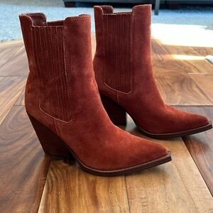 Nine West Rust Suede Ankle Boots